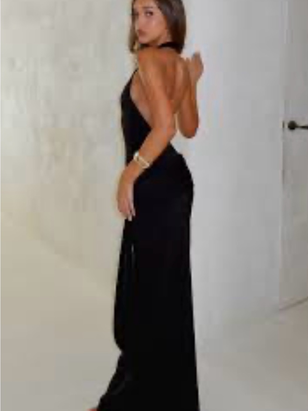 White fox black maxi dress Backless, Halter, V neck Evening Dress size: S